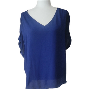 Blue Boxy Blouse with Relaxed Sleeves